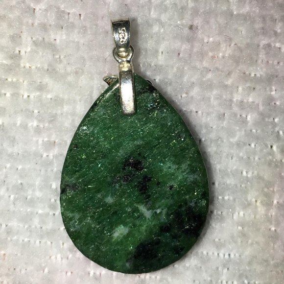 Ruby Zoisite Teardrop Pendant with Leaf Bail - Picture 14 of 14